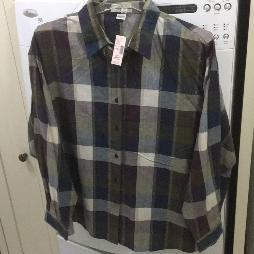 Button down  multi colored plaid shirt